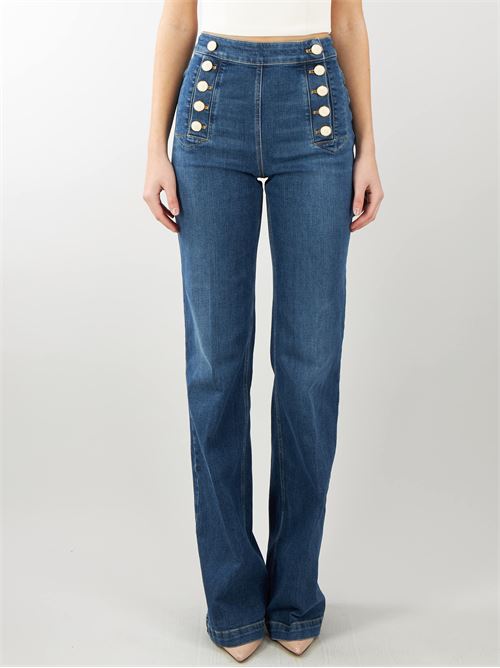 Palazzo jeans with button placket Elisabetta Franchi ELISABETTA FRANCHI | Jeans | PJ44D41E2139